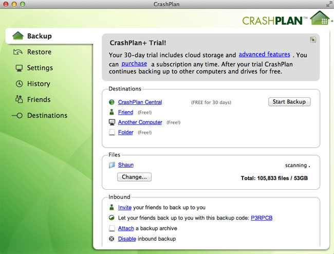 CrashPlan backup service