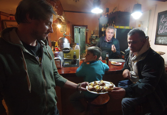 Matt presents eggs to the locals