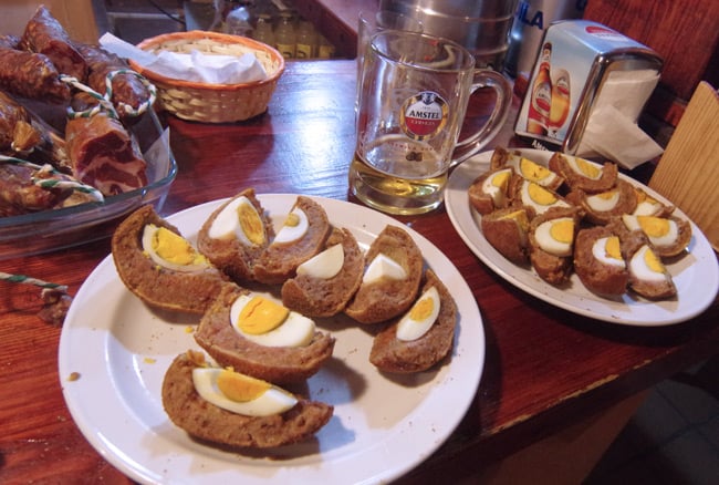 Selection of eggs on the bar