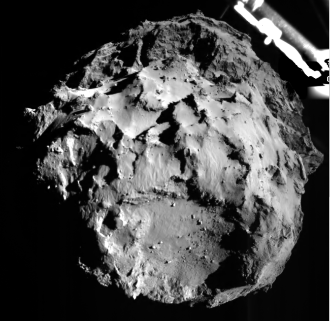 Philae ROLIS view of the comet landing site from 3km