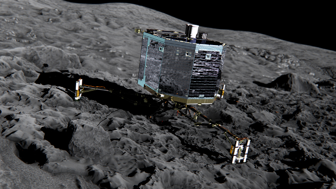 Artist's impression of Philae on Comet 67P