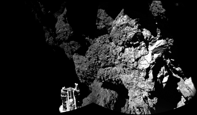 Philae takes a first look at the surface of Comet 67P