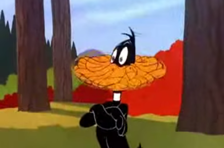 Daffy duck, shot (Wabbit season)