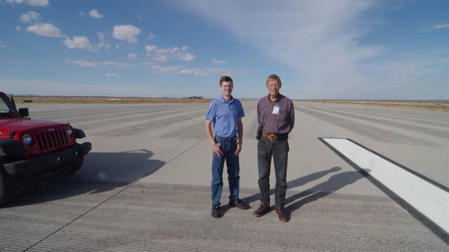 David Patterson and Bill Gutman on the runway at Spaceport America