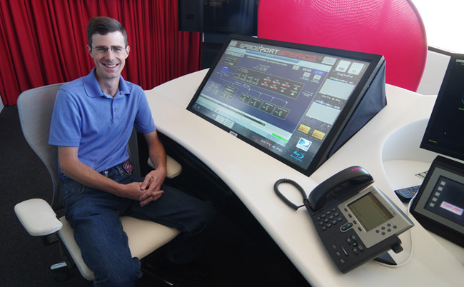 David in mission control at Spaceport America