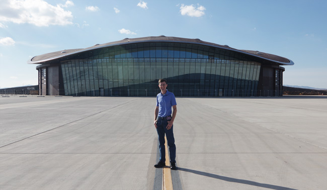 David outside the Spaceport America terminal