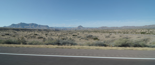 View of New Mexican desert from the car window