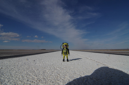 Our Playmonaut on the runway at Spaceport America