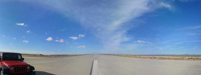 Panoramic view of the runway centred on north