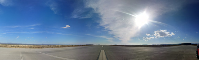 Panoramic view of the runway centred on south