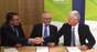 David Thodey, Malcolm Turnbull and Bill Morrow sign NBN agreements