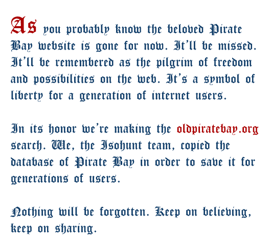 Isohunt's Pirate Bay manifesto 