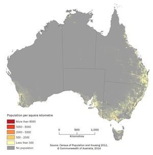 ABS population density calculated on the national grid