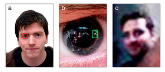 Image reflected in subject's cornea