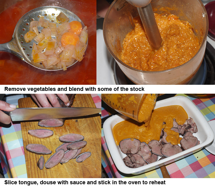 The final four steps in preparing tongue