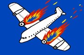airplane goes down in flames