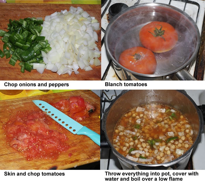 The final four steps in preparing the stew