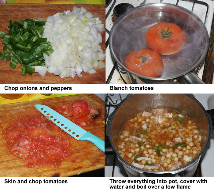 The final four steps in preparing the stew