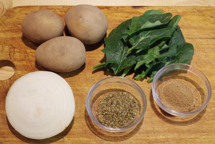The basic ingredients required to make sag aloo
