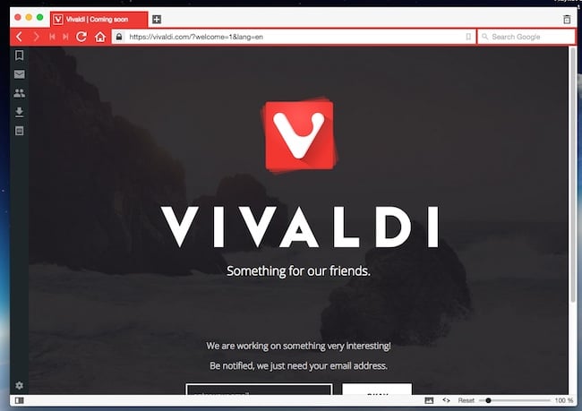 Vivaldi browser home page