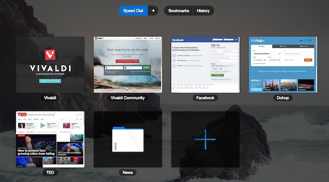 Vivaldi browser Speed Dial