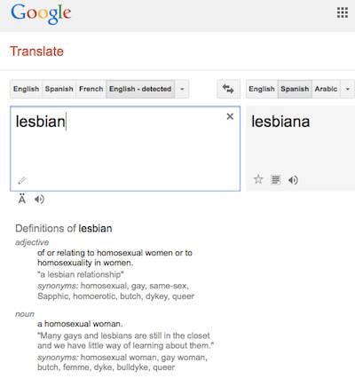 Google's offensive translation of the word lesbian