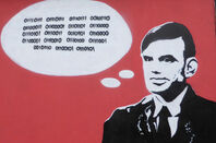 Banksy-style graffiti image of Alan Turing