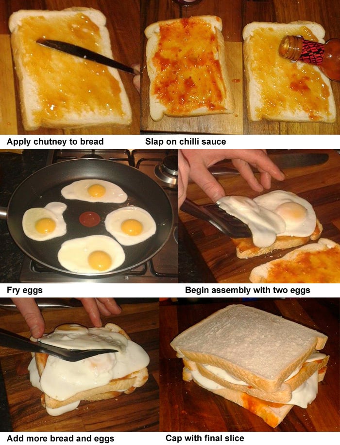 The six steps required to create the Red Dwarf sarnie