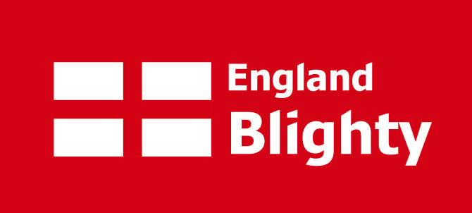 Our England rebrand, featuring the flag and word Blighty