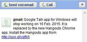 Google Talk shutdown notice