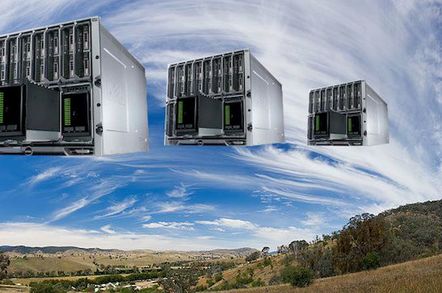 storage arrays superimposed on cloudy sky