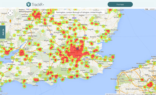 TrackR map zoomed out