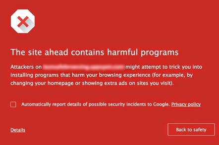 Google Chrome warning