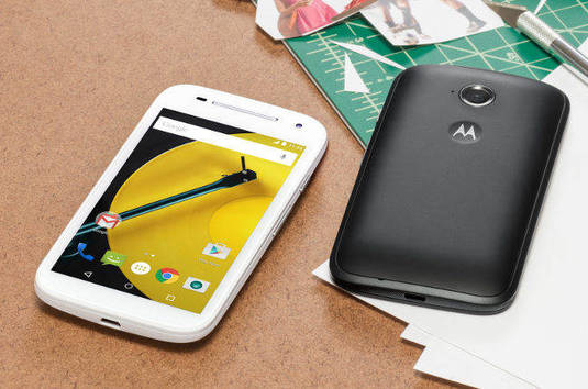 Motorola Moto E on a desk. Pic: Motorola Motorola Moto E on a desk. Pic: Motorola