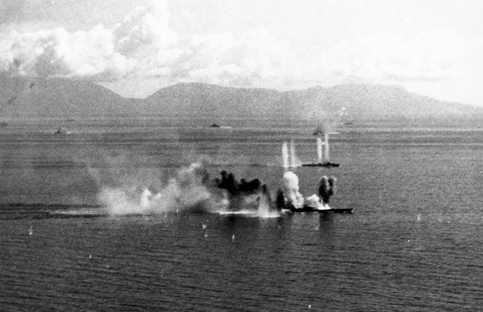 The Musashi under attack on 24 October 1944