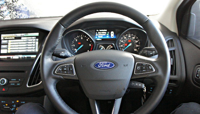 Ford Focus steering wheel. Pic: Simon Rockman
