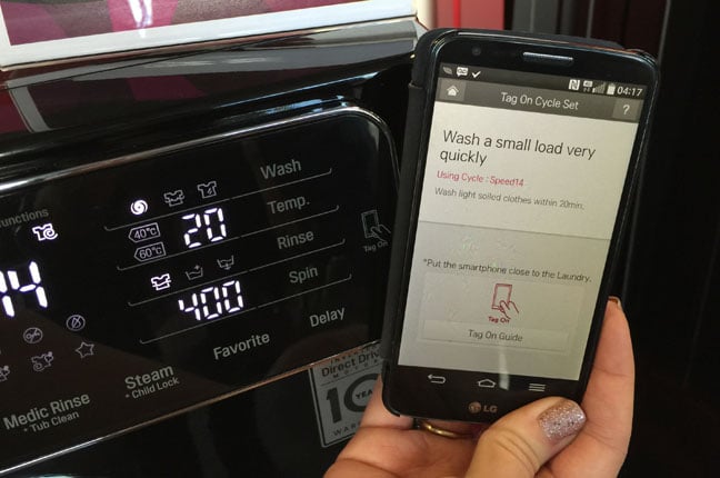 LG’s F14U1TBSK8 NFC-enabled washing machine