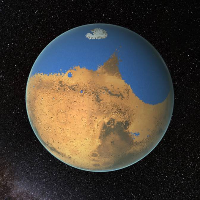 Mars with oceans
