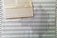 Ken Sheriff's Mandelbrot printout, with IBM punch-cards