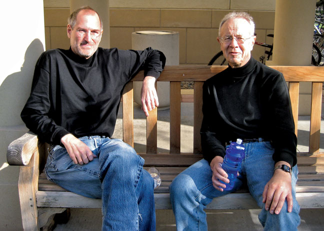 Steve Jobs with Andy Grove at Stanford University in 2007