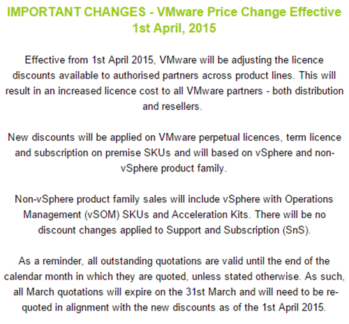 Vmware price rise letter. Credit: Aidan Finn