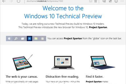 Project Spartan in Wndows 10