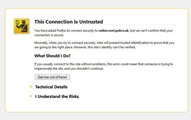 Met Police website SSL cert expires