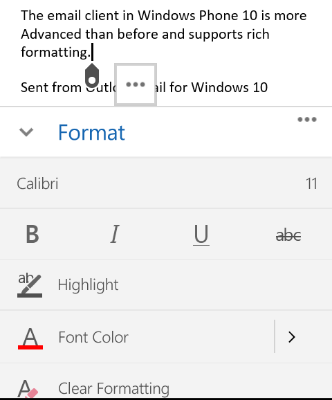 Email formatting has come to Outlook on the phone