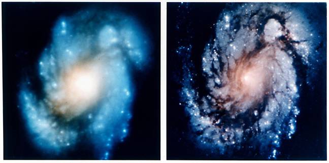Before and after the Hubble flaw fix