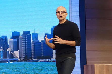 Microsoft CEO Satya Nadella, speaking at Build 2015