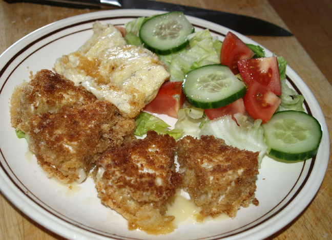 Neil and Anita's fried Camembert meal