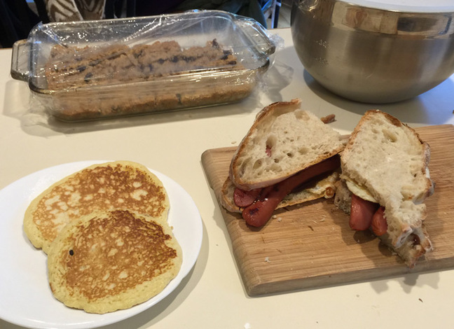Pancakes and sandwiches