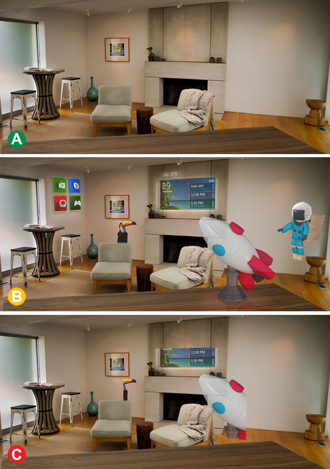 Simulated views of the world as seen through HoloLens