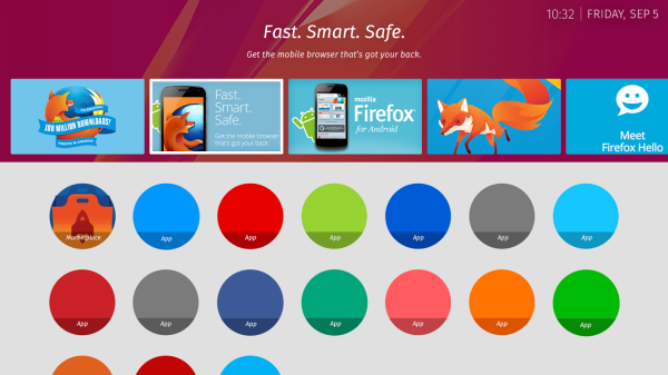 The apps screen in Firefox OS for televisions